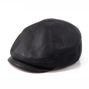 Béret en cuir unisexe réglable toutes saisons, doublure blanche, couleur et taille personnalisables, style britannique, casquette de newsboy - Product Image 2