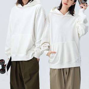 Sudadera con capucha de lana de Color sólido de 480g de algodón pesado al por mayor sudaderas con capucha de otoño e invierno con hombros caídos gruesos - Product Image 4