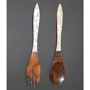 Juego de Cubiertos de Metal de alta calidad, cuchara y tenedor, artesanías con incrustaciones, joyería SEASHELL para bodas - Product Image 1