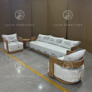 Conjunto de Sofás de Madera de Teca de Lujo para Exteriores, Muebles de Patio Resistentes a la Intemperie, Sofá Seccional Ergonómico y Duradero para Terraza o Gazebo - Product Image 5