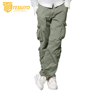 Pantalones cargo de algodón 100% de alta calidad para hombre, pantalones largos para exteriores, estilo deportivo informal táctico, liso, teñido, de lana media, bajo MOQ - Product Image 1