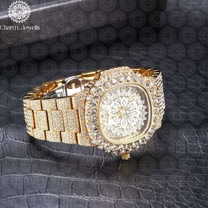 Charm_Jewells Luxury Women's Square <b>Diamond</b> <b>Watch</b> 38mm Analog Quartz Sapphire Crystal Stainless Steel Folding Clasp - Product Image 2