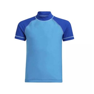 OEM hombres de alta calidad 100% poliéster manga corta Rash Guard bicolor gimnasio Fitness ropa deportiva 65/35 poliéster algodón al por mayor - Product Image 6