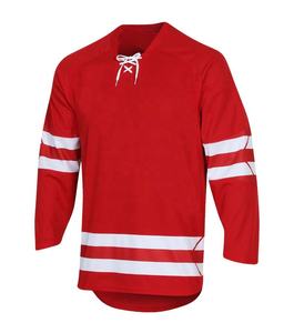 Jersey de Hockey sobre Hielo Personalizado al por Mayor, Rojo y Blanco, Impresión por Sublimación, Cosido, 100% Poliéster, Secado Rápido, Transpirable - Product Image 5