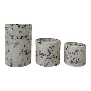 Vasos de cristal para velas blancas y azules personalizados de alta calidad para el hogar y el jardín, linternas y tarros con mosaicos cuadrados hechos a mano - Product Image 1