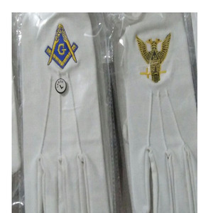 Nouveaux gants en coton blanc doux Gants en coton formels à la main fine avec carré bleu et boussole Faire LOGO ET DESIGN Gants en coton 100% - Product Image 3