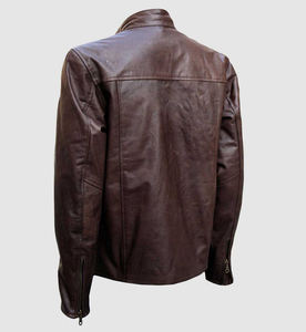 2026 chaud Premium qualité unisexe moto en cuir veste col montant avant Logo 100% véritable cuir de vache imperméable coupe-vent - Product Image 2