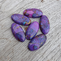 Vente en gros de pierres précieuses en vrac de qualité AAA, turquoise cuivrée violette naturelle, grand cabochon ovale, dos plat, calibré, tailles certifiées par un tiers