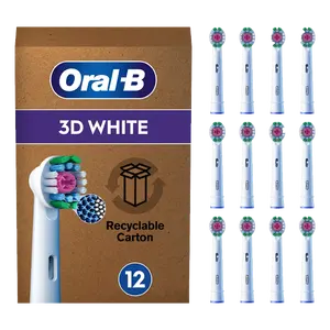 Oral-B Pro 3d Witte Elektrische Tandenborstelkop, X-Vormige Borstelharen En Om Oppervlaktevlekken Te Verwijderen, Pak Van 12 Tandenborstelkoppen