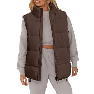 Gilet matelassé pour femme sans manches court de haute qualité, chaud pour l'hiver, décontracté, prix bas, personnalisation OEM 2025 - Product Image 2