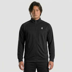 เสื้อเชิ้ตสีดำแบบมีซิป คอตั้ง ทรงปกติ สำหรับฤดูใบไม้ร่วง - Product Image 1