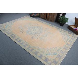 6.2x9.6 ft Turkish Rug Eco-Friendly <b>Yellow</b> Patchwork Traditional <b>Wool</b> Rug with Latex Backing - Product Image 4