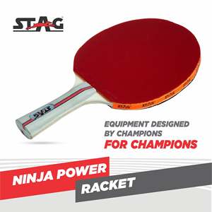 Raquette de tennis de table professionnelle Stag Iconic Ninja Power, 5 plis de bois, caoutchouc à picots longs, fibre de carbone, 158x152mm, rapide - Product Image 5