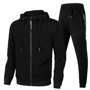 Ensemble de survêtement unisexe en molleton épais 380g avec sweat à capuche zippé oversize et pantalon de jogging droit à jambe large, couleur unie - Product Image 6
