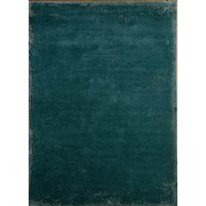 Tapis tufté à la main en laine et viscose, rayé bleu uni, à bruit blanc, rectangulaire 4m pour salon et couloir - Tnq-3204 - Product Image 1