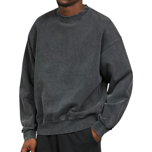 Oversized French Terry <b>Retro</b> <b>Sweatshirt</b> with Screen Printed and Embroidered Logo for Wholesale Bulk Orders - Product Image 3