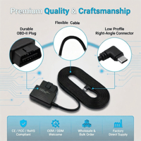 Kit de câblage direct 24H pour alimentation de voiture OBD vers USB, câble d'alimentation abaisseur 16 broches 5V2.5A pour DVR, caméra de tableau de bord de voiture, cordon d'alimentation OBD