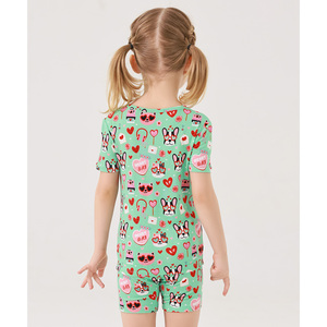 Conjuntos de Pijamas de Manga Corta para Niñas en Viscosa de Bambú, Estampado Floral Suave, Cintura Elástica con Cordón, para Uso Doméstico, ODM Disponible - Product Image 6