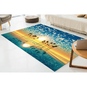 Sunrise on the Beach Rug, <b>Blue</b> Rug, Sunset Rug, Landscape Rugs, <b>Runner</b> Rug,Nonwoven Thin Rug - Product Image 1