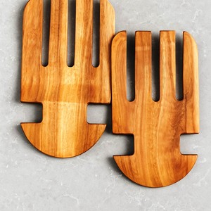 Juego de Utensilios para Servir Ensaladas, Madera Natural, Pequeños, Sostenibles, Hechos a Mano, con 2 Espátulas, Aptos para Congelador - Product Image 2
