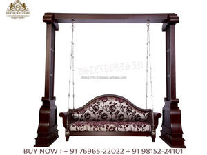 Indian Teak <b>Wood</b> Hand Carved <b>Swing</b> for Home Royal Walnut Finish Antique <b>Swing</b> for Living Indian Handcrafted Wooden <b>Swing</b> - Product Image 2