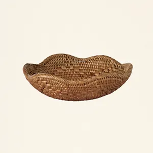 Brown Rattan Salad <b>Bowl</b> in <b>Large</b> Round Design Perfect for Hotel Restaurant Food Serving and Presentation - Product Image 3