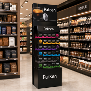Stand <span class=keywords><strong>Display</strong></span> Lantai Kardus Grafis Kapsul Cangkir Kopi untuk Merchandise Pod Kopi Espresso - Product Image 1