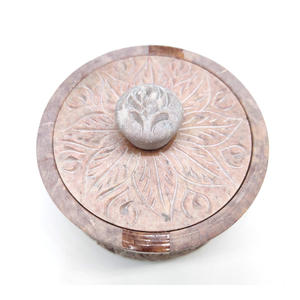 ผลิตภัณฑ์ขัดเงาลายดอกไม้สำหรับใช้ตกแต่งบ้าน,ดีไซน์แกะสลักลายดอกไม้ทำด้วยมือผลิตจากหินสบู่ธรรมชาติคุณภาพสูง - Product Image 1