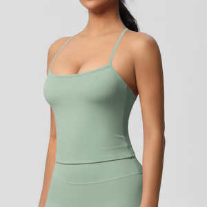 Top de tiras de palangre de moda para mujer, camiseta sin mangas de Yoga sin costuras, Sujetador deportivo sin espalda, Camiseta corta ligera para gimnasio y Fitness - Product Image 4