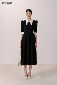 Nouveau design robes pour femmes robe longue Karamat robe trapèze tissu écologique haute couture blanc fabricant du Vietnam - Product Image 2