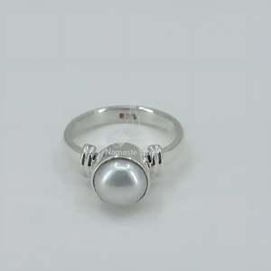 925 Sterling Silver Handmade <b>Dainty</b> Pearl <b>Ring</b> White Freshwater Boho June Birthstone Gift for Promise or Wedding - Product Image 2