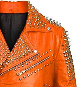 Chaqueta de Motociclista de Piel de Oveja Genuina con Tachuelas Estilo Punk para Hombre, Tejido de Lana, Resistente al Viento, Ecológica, Ropa Casual de Primavera - Product Image 3