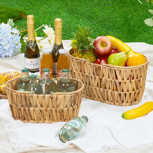 La mejor opción para la cesta de frutas de la cosecha del jacinto de agua del granjero con cesta de almacenamiento de picnic tejida con asa de Vietnam B2B - Product Image 3