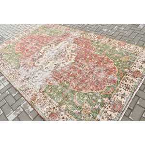 Alfombra Turca Vintage, Alfombra Grande de 6x9.9 pies, Alfombra de Lana con Diseño de Plantas y Árboles Rojos y Verdes - Product Image 4