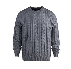 2025 Jersey de punto informal de principios de primavera para hombres, suéter suelto de Color sólido con diseño único de cuello trenzado negro - Product Image 2