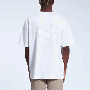 เสื้อยืดโอเวอร์ไซส์ผ้าคอตตอนผ้าโพลีเอสเตอร์พิมพ์โลโก้ตามสั่ง - Product Image 3