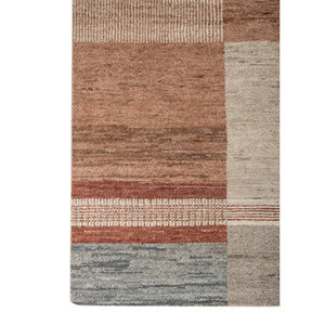 Tapis en laine ivoire Blythe noué à la main, grand format, design patchwork pour la décoration de la maison, du salon ou du couloir - LSEA-1372 - Product Image 4