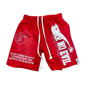 Custom Streetwear Acid Wash Cotton Drawstring Rhinestone Screen Printing Hip Hop Streetwear <b>Baggy</b> <b>Shorts</b> - Product Image 3