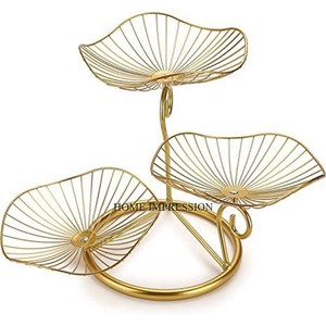 Superbe panier de fruits en bois et en métal robuste à 2 niveaux Accessoires d'ustensiles de cuisine Suupplies du fabricant indien - Product Image 3