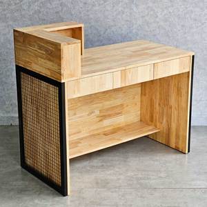 Industrial Luxury <b>Reception</b> <b>Counter</b> 120x60x82cm MDF Rubber Wood BLT68021 for Store Gym School and Clothing Front Desk - Product Image 6