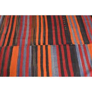 Tapis turc classique de style bohème Orange rouge 4.4x8.4ft laine patchwork avec support en latex pour motif rectangle de chevet d'entrée - Product Image 5