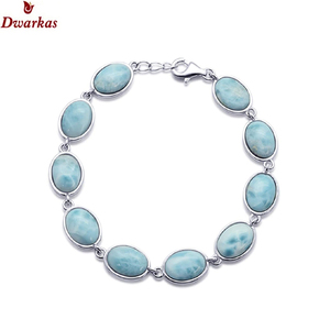Wholesaler manufacture design 925 sterling <b>silver</b> larimar gemstone <b>bracelet</b> jewelry supplier - Product Image 3