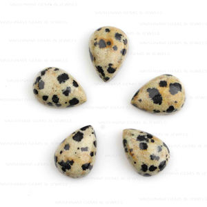 Alta calidad 10x14mm jaspe dálmata Natural pera cuarzo marrón parte posterior plana calibrado cabujón piedra preciosa suelta para la fabricación de joyas - Product Image 3