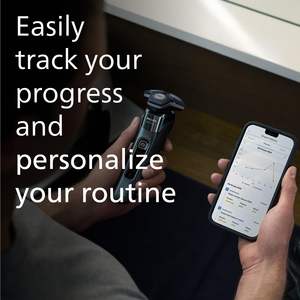 Rasoir électrique triple lame humide/sec avec tondeuse escamotable et étui de voyage, rasoir rotatif étanche IPX7, support de charge Clean Pod - Product Image 1