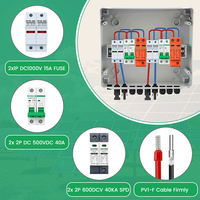 Boîtier de Combinaison Solaire PV IP65 2 Entrées 2 Sorties Direct Usine DC500V 40A avec Disjoncteur, Protection Contre les Surtensions et Fusibles PV 20A en ABS