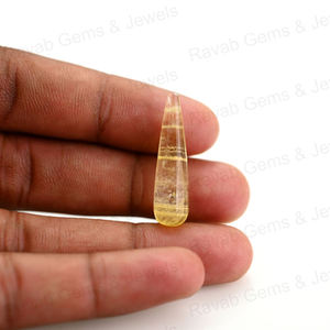 หินเลมอนควอตซ์สีเหลืองธรรมชาติทรงหยดน้ำเรียบ9x30มม. อัญมณีหลวมสำหรับการทำเครื่องประดับและบำบัด - Product Image 6