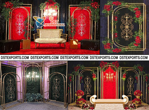 ฉากหลังงานแต่งงานทันสมัยหรูหรา โครงโลหะสีโรสโกลด์ สแตนเลส ปรับแต่งสีและขนาดได้ สำหรับงานเลี้ยงฉลองงานแต่งงาน - Product Image 2