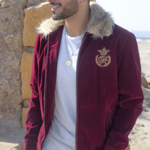 แจ็กเก็ตนักบินกำมะหยี่สีน้ำตาลแดงดีไซน์ขนสัตว์แจ็คเก็ตกำมะหยี่สั่งทำได้ - Product Image 1