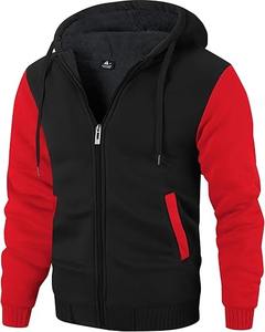 <b>Men</b> Zip up Hoodies <b>Sherpa</b> Lined <b>Jacket</b> Heavyweight Fleece Sweatshirt Winter Warm Hooded Coat - Product Image 4