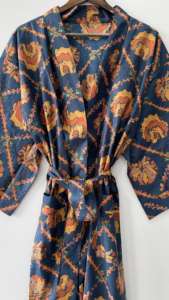 Kimono térmico de estilo indio tejido de algodón 100%, albornoz hasta la rodilla, bata con cordón para ropa de playa de invierno, suministro ODM - Product Image 4